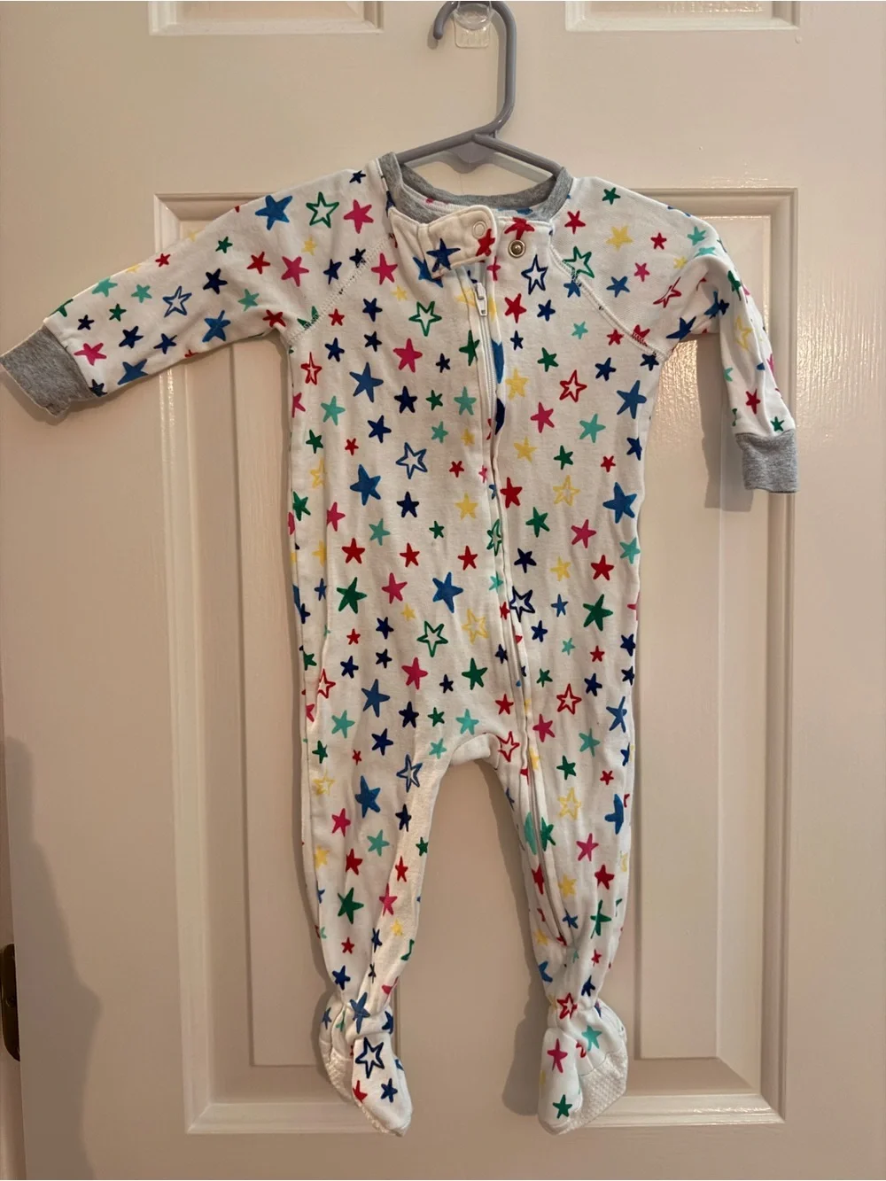 White Star-Print Footed Baby One-Piece